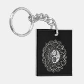 Zilver & Zwarte Mandala Sleutelhanger (Voorkant Links)