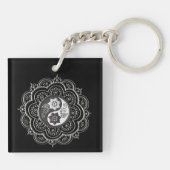 Zilver & Zwarte Mandala Sleutelhanger (Achterkant)