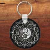 Zilver & Zwarte Mandala Sleutelhanger (Achterkant)