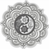 Zilver & Zwarte Mandala Sticker (Voorkant)