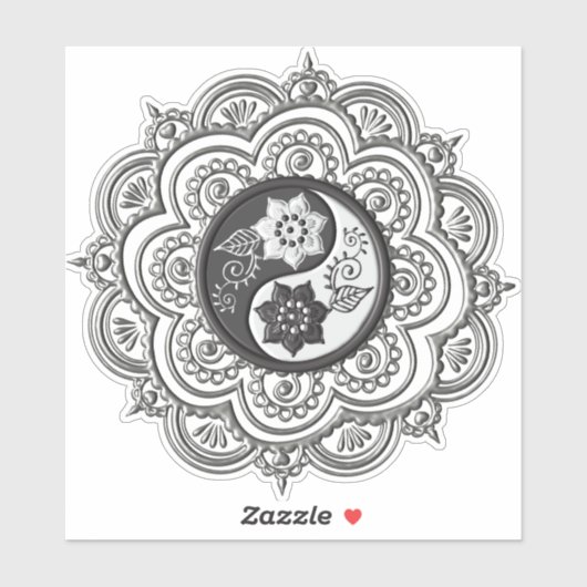 Zilver & Zwarte Mandala Sticker (Vel)