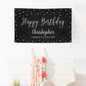 Zilver & Zwarte Verjaardagsbanner Spandoek (Insitu)