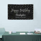 Zilver & Zwarte Verjaardagsbanner Spandoek (Beurs)
