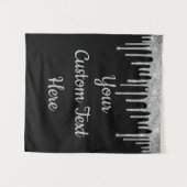 Zilver & Zwarte Verjaardagsfeest Foto Booth Achter Wandkleed (Voorkant (horizontaal))