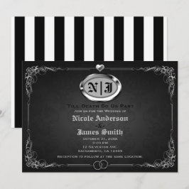 Zilver & Zwarte Vintage Gotische Halloween Trouwda Kaart