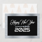 Zilver & zwarte wenskaart Nieuwjaar met geluidsgol Feestdagenkaart (Voorkant / Achterkant)