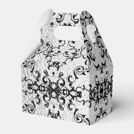 Zilver & Zwarte Wervelende Gotische Bruiloft Bedankdoosjes (Achterkant)