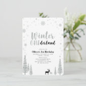 Zilver, Zwarte Winternederland 1e verjaardag Kaart (Staand voorkant)