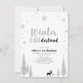 Zilver, Zwarte Winternederland 1e verjaardag Kaart (Voorkant)