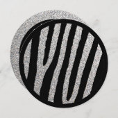 Zilver zwarte zebra, zoete 16 cirkeluitnodigingen kaart (Voorkant / Achterkant)