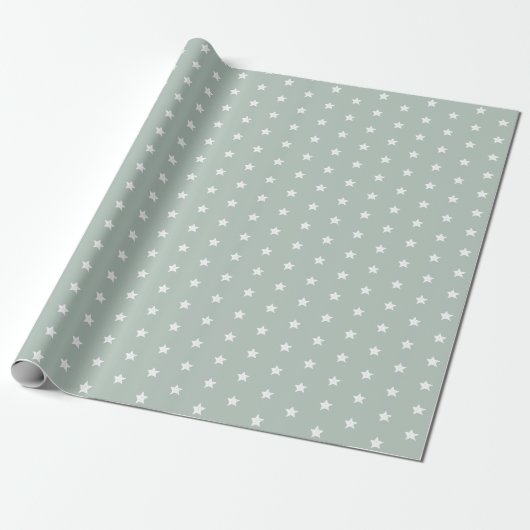 Zilverachtig Grijs Blauw Wit Sterren Cadeaupapier (Uitgerold)