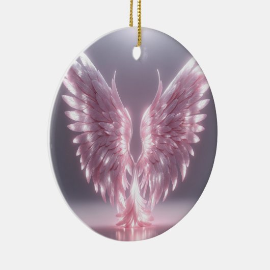 Zilverachtig licht roze engel vleugel symbool keramisch ornament (Rechts)