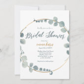 Zilverachtige Eucalyptus Bridal Douche Uitnodiging (Voorkant)