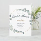 Zilverachtige Eucalyptus Bridal Douche Uitnodiging (Staand voorkant)