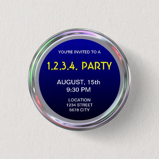 Zilverachtige knoop voor tekst, logo of afbeelding ronde button 3,2 cm (Voorkant)