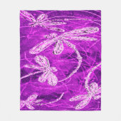 Zilverachtige libellen op een Magic Magenta Sky Fleece Deken (Voorkant)
