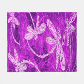 Zilverachtige libellen op een Magic Magenta Sky Fleece Deken (Voorkant (Horizontaal))