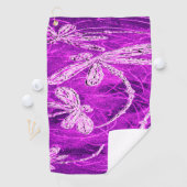 Zilverachtige libellen op een Magic Magenta Sky Golfhanddoek (Insitu)