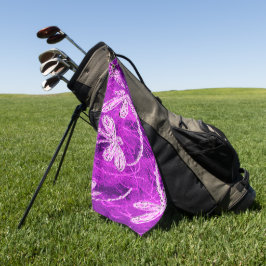 Zilverachtige libellen op een Magic Magenta Sky Golfhanddoek