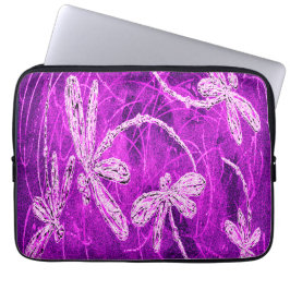 Zilverachtige libellen op een Magic Magenta Sky Laptop Sleeve