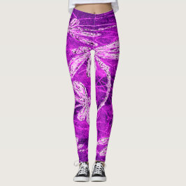 Zilverachtige libellen op een Magic Magenta Sky Leggings