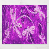 Zilverachtige libellen op een Magic Magenta Sky Likeurfles Etiket (Enkel label)