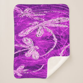 Zilverachtige libellen op een Magic Magenta Sky Sherpa Deken