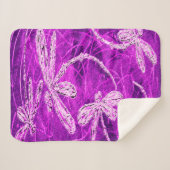 Zilverachtige libellen op een Magic Magenta Sky Sherpa Deken (Voorkant (horizontaal))