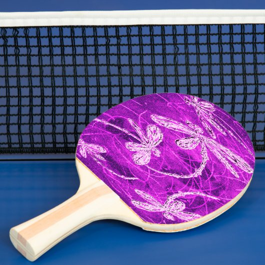 Zilverachtige libellen op een Magic Magenta Sky Tafeltennisbatje (Insitu)