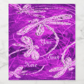 Zilverachtige libellen op een Magic Magenta Sky Wijn Etiket (Enkel label)