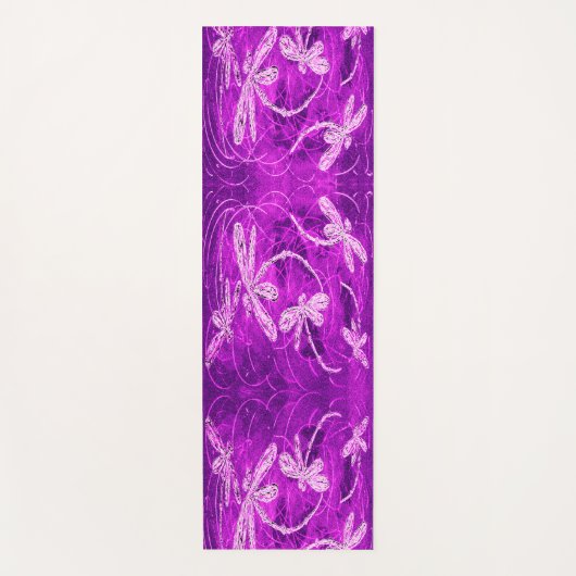 Zilverachtige libellen op een Magic Magenta Sky Yogamat (Voorkant)