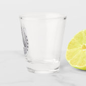 Zilverachtige Paard en Hoefijzer Embleem Gepersona Shot Glas (Rechts)