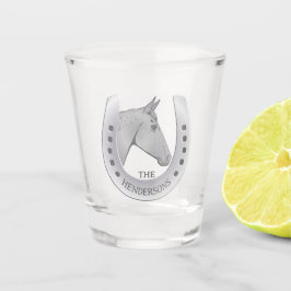 Zilverachtige Paard en Hoefijzer Embleem Gepersona Shot Glas