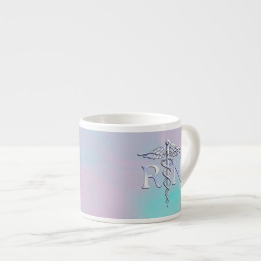 Zilverachtige RN Caduceus Medische Moederparel Espresso Kop (Voorkant rechts)