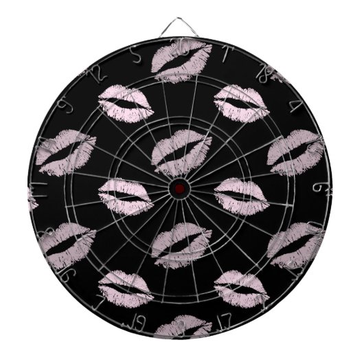 Zilverachtige Roze Kusjes Dartbord (Voorkant)