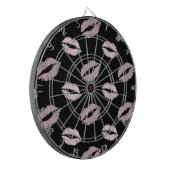 Zilverachtige Roze Kusjes Dartbord (Voorkant Links)