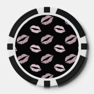 Zilverachtige Roze Kusjes Poker Chips