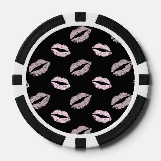 Zilverachtige Roze Kusjes Poker Chips (Voorkant)
