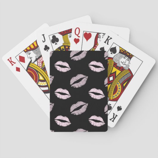 Zilverachtige Roze Kusjes Pokerkaarten (Achterkant)