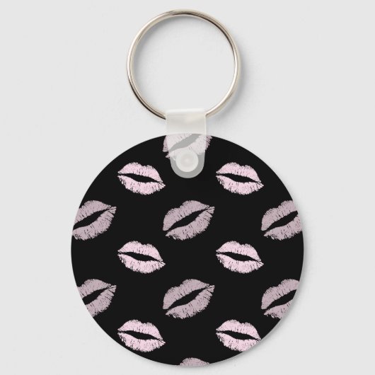 Zilverachtige Roze Kusjes Sleutelhanger (Voorkant)