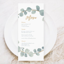 Zilverachtige Waterverf Eucalyptus Bruiloft Menu K
