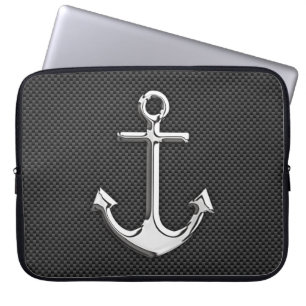 Zilveranker op koolstofvezeldecor laptop sleeve