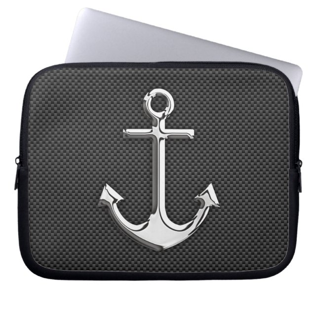 Zilveranker op koolstofvezeldecor laptop sleeve (Voorkant)