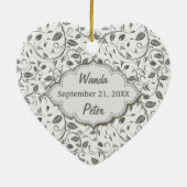 Zilverbladeren 25th Wedding Jubileum Keramisch Ornament (Achterkant)