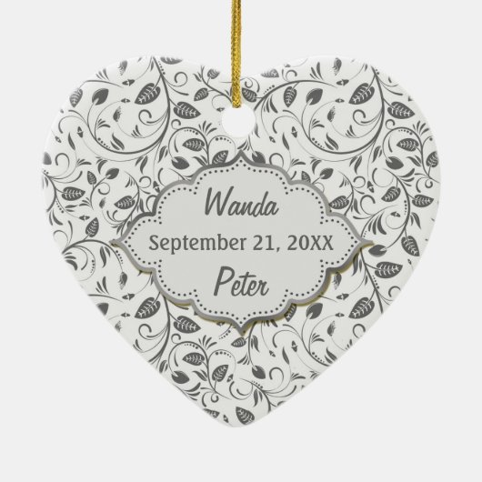 Zilverbladeren 25th Wedding Jubileum Keramisch Ornament (Achterkant)