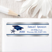 Zilverblauw afstuderen Mortier pet & diploma Etiket (Insitu)