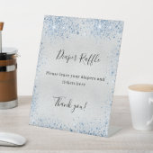 Zilverblauw baby shower luier verloting teken reclamebord met voetstuk (Insitu)