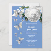 Zilverblauw en wit elegant roos vrijgezellenfeest kaart (Achterkant)