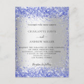 Zilverblauw formele elegante bruiloft uitnodiging briefkaart (Voorkant)