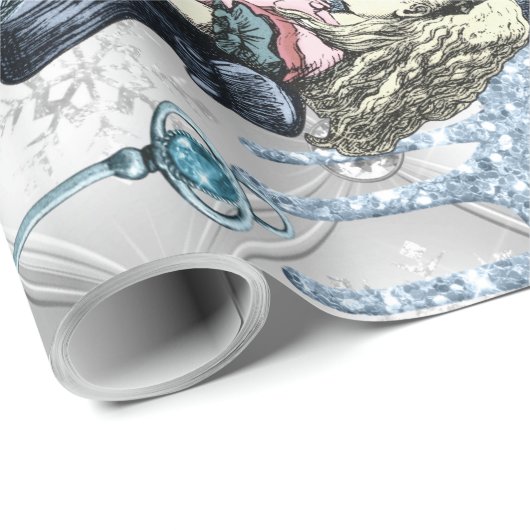 Zilverblauw ijs Alice in Wonderland Cadeaupapier (Rol Hoek)